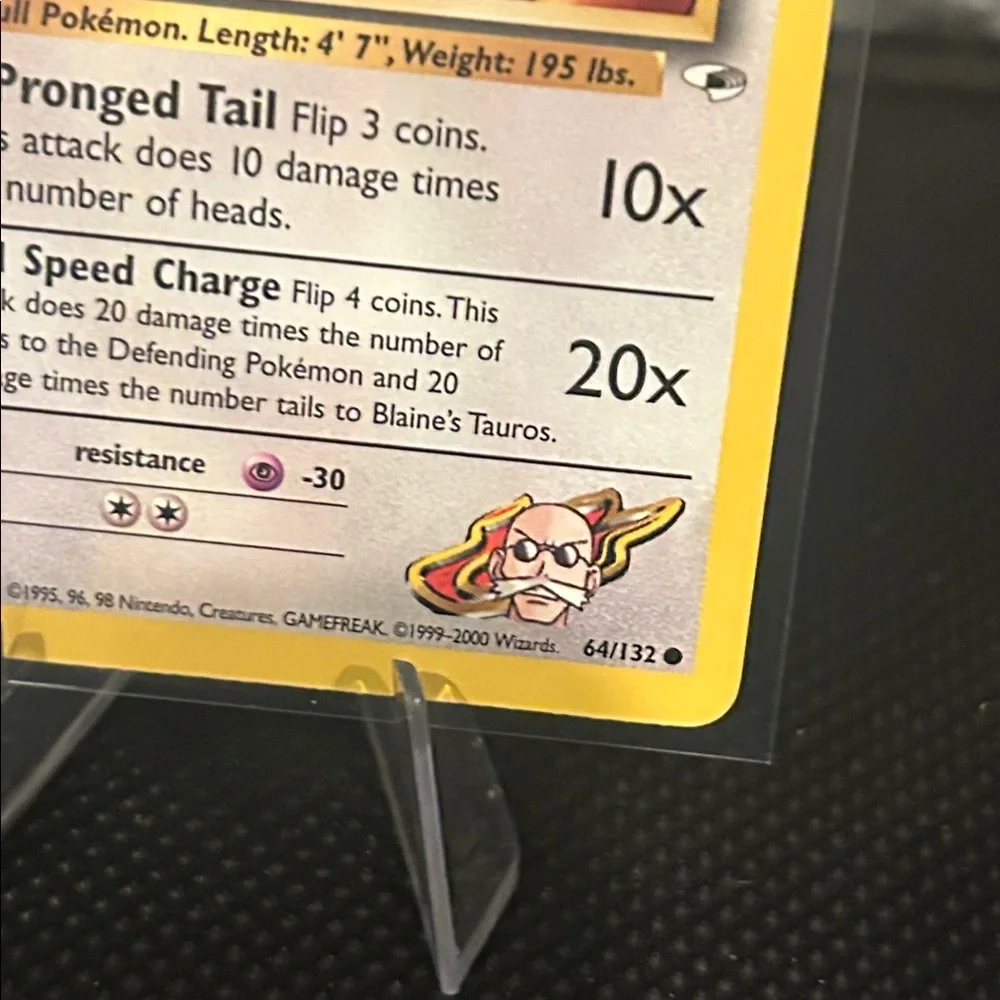 Pokemon Blaine’s Tauros 64/132 Vintage from Gym Heroes‎ Unlimited (2000) M/NM